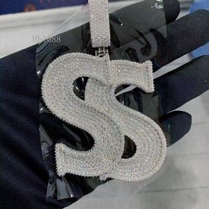 Hiphop Jewelry Custom Pendant S/ 14K Gold Iced Out Moissanite Diamond Letter Pendant Hip-Hop Bling Rapper Name Pendant