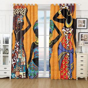 Curtain Kenya Nature Three African Woman Kitchen Curtains For Living Room Bedroom Decoration Drapes