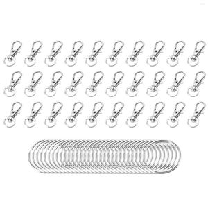 Hooks 60 Pieces Key Ring Clip Twist Locks Lanyard Snap With Split Rings (Silver)