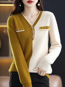 Mulheres Cashmere 100% Merino Wool Jersey Traf Roupas de malha de malha O-pescoço Ocha de manga cheia Spring Spring Autumn Fashion Knitwears