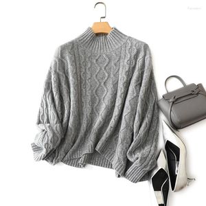 Women's Sweaters Masigoch Europe Winter Trendy 4gg 8ply Thick Chic Luxury Knitted Cashmere Cable