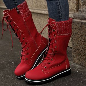 Moda toptan kadın ayakkabıları yeni düz renkli kar botları sonbahar/kış kadın orta uzunlukta düz topuk yan fermuar yuvarlak kafa