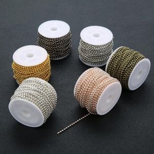 10yards Rolle Breite 2mm Metall Kugel Perlen Ketten Halskette Eisen Rose Gold Silber Bronze Schwarz Kettenzubehör für DIY Schmuckherstellung280B