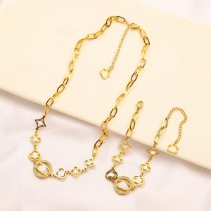 Jewelry Sets Crystal Bracelet Necklaces Luxury Brand Designer Gold Wristband Stainless Steel Letter Choker Pendant Necklace Bangle Chain Jewelry Accessories