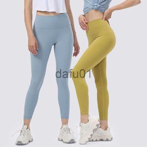 Active Pants Yoga Pants for Women High midje Sport Gym Wear Leggings Elastic Fitness Lady övergripande full tights Träning Solid Color Womens Pants Velafeel X0912
