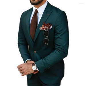 Ternos masculinos moda verde negócios 2 peças conjunto de casamento noivo smoking personalizar trajes padrinhos (jaqueta calças) traje homme