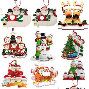 Christmas Decorations New Personalized Ornaments Survivor Quarantine Family 2 3 4 5 6 Mask Snowman Hand Sanitized Xmas Decorating Crea Dhd6A