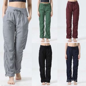 Lu Align Lu Yoga Lady Perfectly Oversized Trousers Sports Sweatpant Woman Straight-Leg Casual Pants Full Length Pockets Dance Studio Yogas Pant Popular Fashion