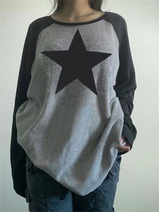 Hoodies femininos moda feminina estrela fairycore manga longa camisolas topos y2k vintage gráfico grunge estética 90s retalhos clubwear