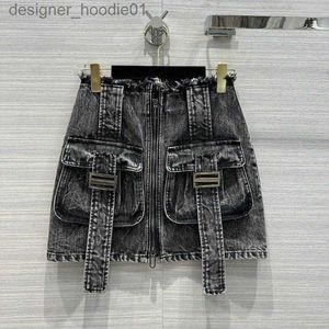 Saias saias bolso denim saia cintura alta saco hip tipo 2023 verão 0312 l230912