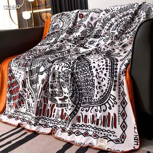 Yatak kanepesi lüks H turuncu battaniye, çift katmanlı battaniye, çok fonksiyonlu şal battaniyesi, seyahat battaniyesi, çiçek battaniyesi 150150cm