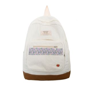 Sacos escolares Mochilas de veludo para mulheres 100 algodão adolescentes meninas 2023 pano lazer ou viagem macio branco satchels 230912