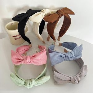 Nowa moda opaska do włosów dla kobiet szerokie strona Big Bowknot Nekury stały kolor swobodny turban dla dorosłych włosów akcesoria