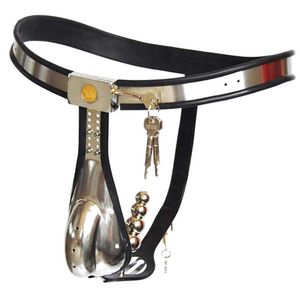 Cintura di castità maschile in silicone tipo T in acciaio inossidabile Pantaloni con spina anale Dispositivo regolabile in metallo con arco in vita Giocattoli sexy per uomini277A