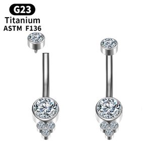 Belly -knapp Piercing Titanium Bar Brosket gångjärn G23 Segment Body Charming Belly Button Ring Zircon Clicker smycken