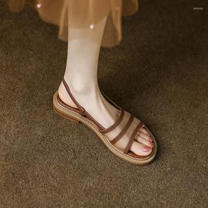 Sandals Fashion Korean Soft Skin Mesh Yarn Exposed Toe Woman Summer Easy Matching Low Heeled Shoes Designer