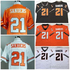 21 Barry Sanders College Football Jerseyoklahoma State Mens Szygowane białe pomarańczowe koszulki na świeżym powietrzu