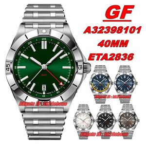 GF Fabrika Saatleri GF Chronomat GMT 40mm ETA2836 Otomatik Kadınlar / Erkekler Yeşil Dial Paslanmaz Çelik Bilezik Ladys / BENTLER KULLANICILAR