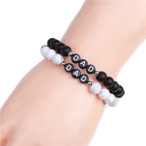 Howlite lava stenarmband engelska alfabetet brev pappa pärlband armband för pappa fader dag gåva smycken