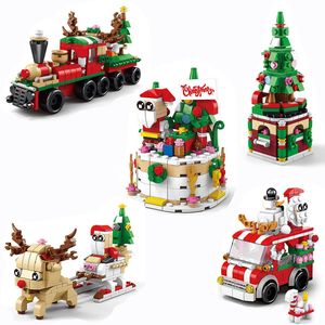 Blocos de construção de séries de Natal Conjunto Kawaii Rena Winter Village Mini House Modelo Toys Diy Brinquedos Para Crianças