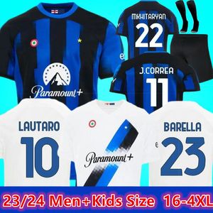 23 24 Maglia Inters Milans Soccer Jerseys Final Maillot de Foot Lukaku Dzeko Lautaro 2023 2024 IM Maglie High Quality Men Kids Football Shirt Set storlek 16-4xl