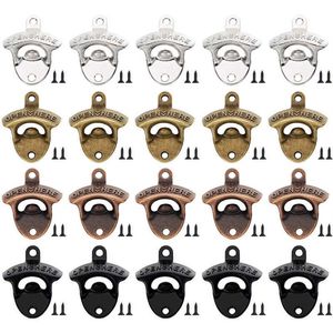 20 Pack Open Here Bottle Opener Wall Mounted Vintage Retro Zinc Alloy Beer OpenersTools Four Colors Combinations Bar Accessories X240d