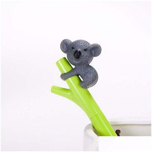 Penne Gel all'ingrosso 25 pezzi Cute Koala Bear Pen per scrivere 0,5 mm Roller Ball colore nero Ufficio Kawaii Accessori di cancelleria Scuola D Otvcd