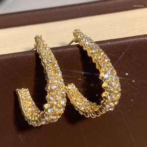 Hoop Earrings UILZ Shiny Gold Color Circle For Women Personality Geometric Cystal Earring Fashion Party Jewelry