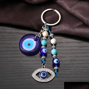 Key Rings Classic Design Turkish Blue Evil Eye Key Chain Butterfly Pendants Crafting Keychain Hanging Ornament Jewelry For Gift Drop D Dhum7