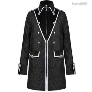 Erkek trençkotları Avrupa Amerikan ortaçağ erkekler moda retro ceket standı yaka jacquard gotik palto