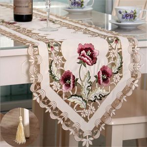 Corredor de mesa 1pc elegante poliéster bordado artesanal flor floral cutwork simples casa pano 795053