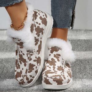 Moda atacado sapatos femininos novos sapatos de algodão e botas de neve feminino outono/inverno leopardo impressão capa inferior plana para botas de neve de alta qualidade