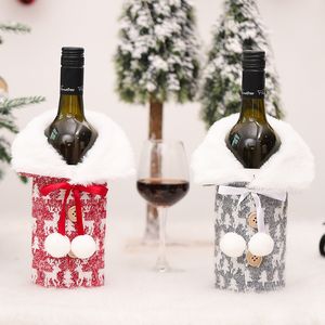 Nuovo set di bottiglie di vino in lana lavorata a maglia Borsa per bottiglie di vino rosso grigio rosso Set di champagne Forniture per decorazioni natalizie per ristoranti all'ingrosso
