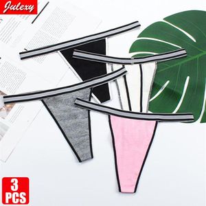 Kadın Panties 3pcs Pack Julexy Pamuk Kadınlar Nefes Alabilir Kesintisiz Tek Parça G-String Düşük Bel İndirim M L XL Thongs303T