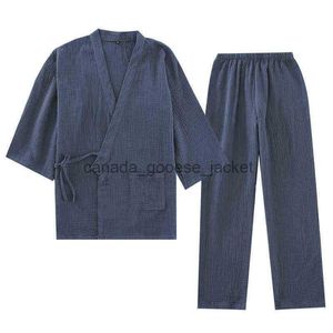 Women's Sleep Lounge Män och kvinnor 100% bomullspyjamas plus storlek Löst badrockar V-Neck Kimono Pijama Mujer tre kvarter Sleepwear Par 211103L230913