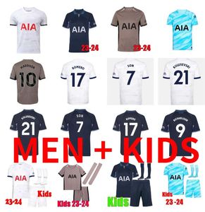 Spurs 23 24 Son Richarlison Soccer Jerseys 2023 2024 Football Shirt Maddison Romero Van de Ven Reguilon Kulusevski Danjuma Perisic Porro Tottenham Adult Men Kids Kit