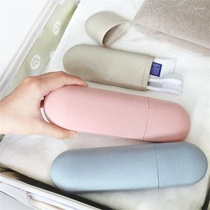 Bath Accessory Set Portable Toothbrush Case Snap Design Storage Box Tooth Minimalist Color Scheme Four-color Pp