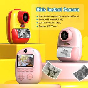 D10 Instant Printing Camera 1080p HD LED Fyll Light Digital Cam Kids Toys Kids Instant Print Camera med tecknad klistermärke