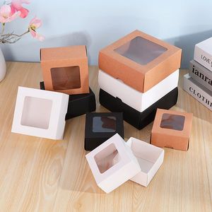 Simple Gift Box With Window Kraft Paper Gift Box Transparent Hand Gift Box