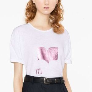 23 Summer Isabel Marants designer t shirt French Letter Sequin Print Casual Versatile Pullover Women's Short Sleeve T-shirt