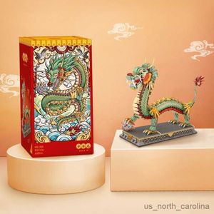 Bloki 1416pcs Dragon Building Bluks Chinese Dragon zgromadził bloki Chiny Nowy Rok Edukacyjne zabawki fajne R230913