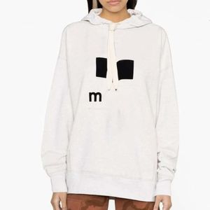 23 AW Isabel Marants Flocking Letter Pullover Hooded Sweatshirt Women's Loose Long Sleeve Terry Sweater