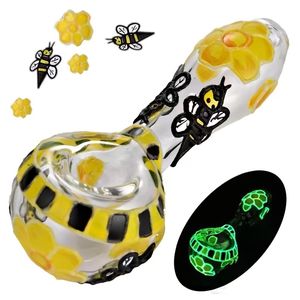 Cachimbo de mão para fumar tabaco, abelha, cachimbo de vidro, bong, reciclar tubos de queimador de óleo, 3,9 polegadas, 1 peça