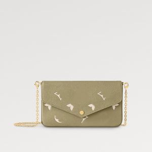 Explosion Women's bags M82480 Felicie bag Pochette earthy colorway stylish functional two pockets zip versatile chain gold stud press card slots clutch