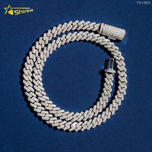 Partihandel Price Hip Hop Jewelry Cuban Chain Halsband för män 925 Sterling Silver Micro Pave Zirconia Diamond CZ Cuban Link Chain