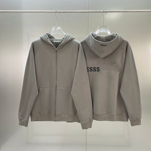 ESS-men Kapuzenpullover für Herren, leicht, tailliert, aus meliertem Fleece, Frottee, durchgehender Reißverschluss, Kapuzenpullover