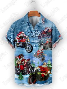 Camicie casual da uomo Camicia da giorno di Natale Manica corta estiva Causale di alta qualità per uomo 2023 Bottone da strada oversize hawaiano