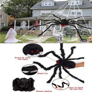 Outros suprimentos para festas de eventos Aranha gigante enorme teia de aranha Halloween decoração adereços assombrados interior e exterior assustador pelúcia grandes ornamentos brincadeira tri 230912