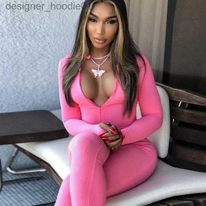 Womens Jumpsuits Rompers Women Knit Jumpsuits Designer 2023 Slim Sexy Embroidery Letters Zipper Long Sleeve Rib Onesies Sports Rompers High Collar Fit Bodysuit Pan