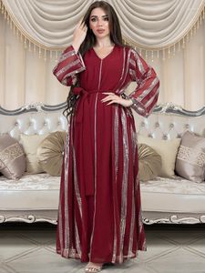 Ubranie etniczne Eid muzułmańskie cekiny sukienka dla kobiet szyfon Abaya Ramadan długie sukienki Abayas Kobieta Turcja kimono szata marokańska kaftan